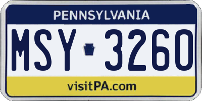 PA license plate MSY3260