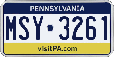 PA license plate MSY3261