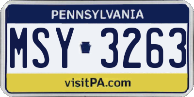 PA license plate MSY3263