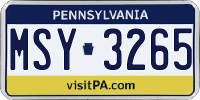 PA license plate MSY3265