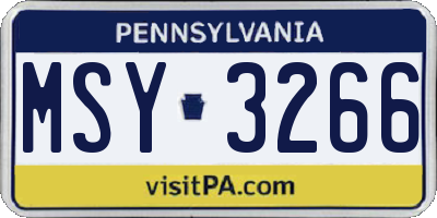 PA license plate MSY3266