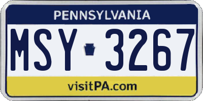 PA license plate MSY3267