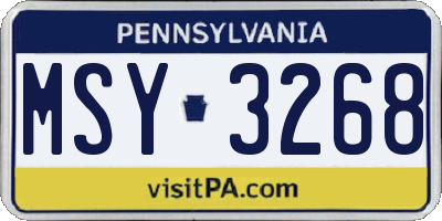 PA license plate MSY3268
