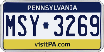 PA license plate MSY3269