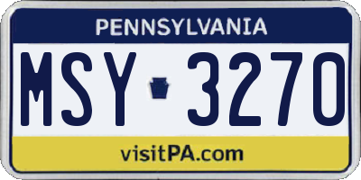 PA license plate MSY3270