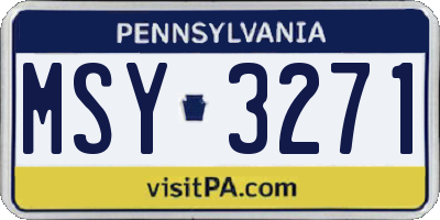 PA license plate MSY3271