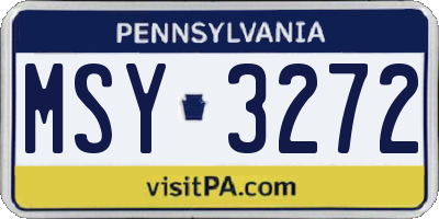 PA license plate MSY3272