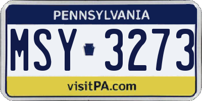PA license plate MSY3273