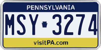 PA license plate MSY3274
