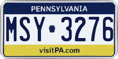 PA license plate MSY3276