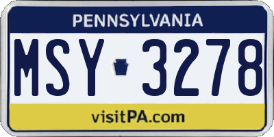 PA license plate MSY3278
