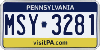 PA license plate MSY3281