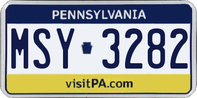 PA license plate MSY3282