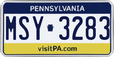 PA license plate MSY3283