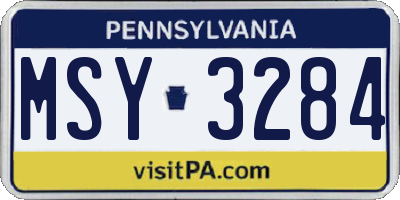PA license plate MSY3284