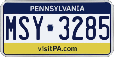 PA license plate MSY3285