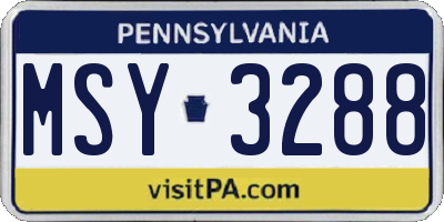 PA license plate MSY3288