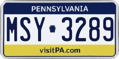 PA license plate MSY3289