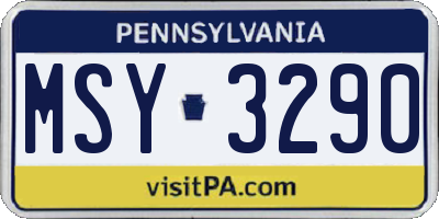 PA license plate MSY3290