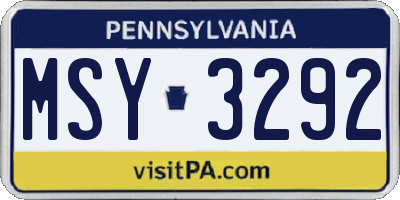 PA license plate MSY3292