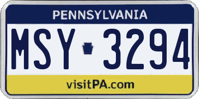 PA license plate MSY3294