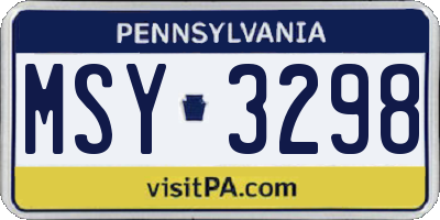 PA license plate MSY3298
