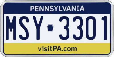 PA license plate MSY3301
