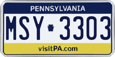 PA license plate MSY3303
