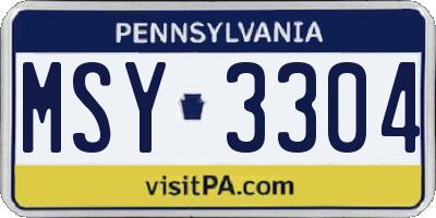 PA license plate MSY3304