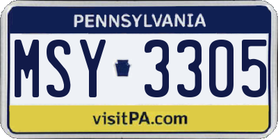 PA license plate MSY3305