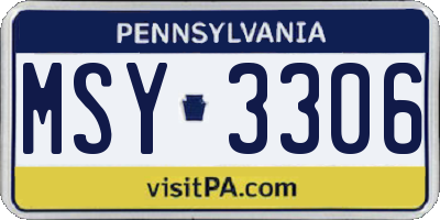 PA license plate MSY3306