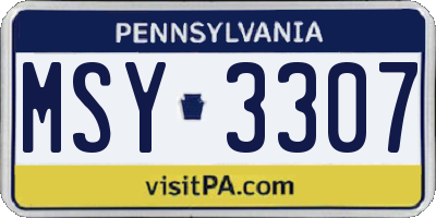 PA license plate MSY3307