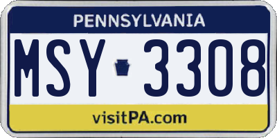PA license plate MSY3308