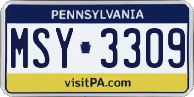 PA license plate MSY3309