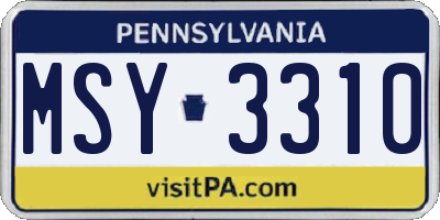 PA license plate MSY3310
