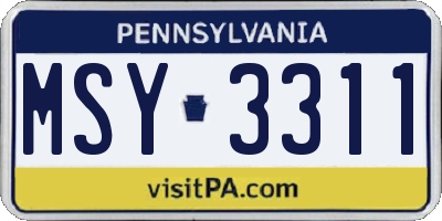 PA license plate MSY3311