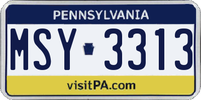 PA license plate MSY3313