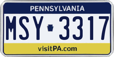 PA license plate MSY3317