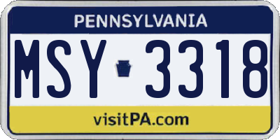 PA license plate MSY3318