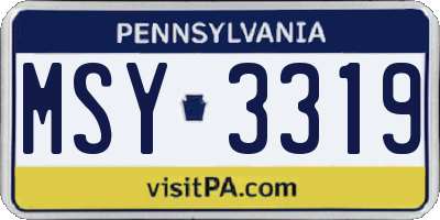 PA license plate MSY3319