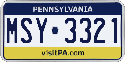 PA license plate MSY3321