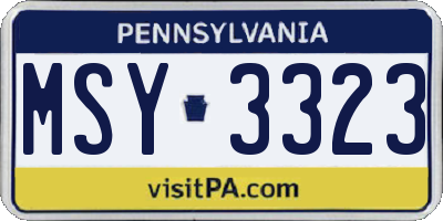 PA license plate MSY3323