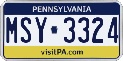 PA license plate MSY3324