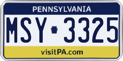 PA license plate MSY3325