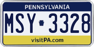 PA license plate MSY3328