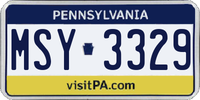 PA license plate MSY3329