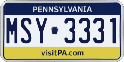 PA license plate MSY3331