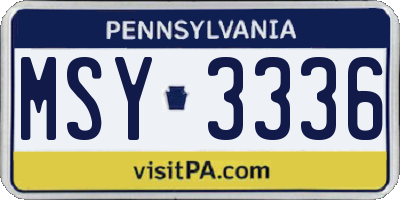 PA license plate MSY3336