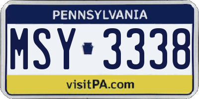 PA license plate MSY3338