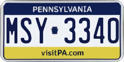 PA license plate MSY3340